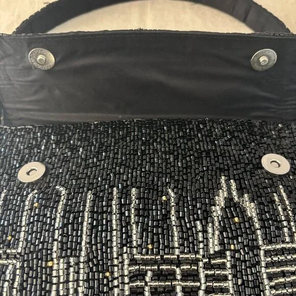 Made in India City Skyline Beaded Bundle - Shoulder Bag and Wristlet - Black - Picture 6 of 16